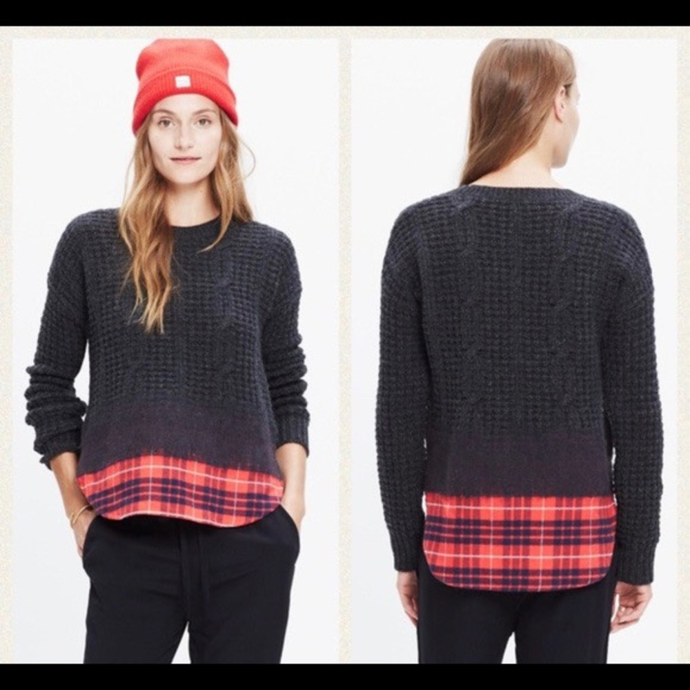 Madewell Sweater w/ Flannel - Picture 1 of 4